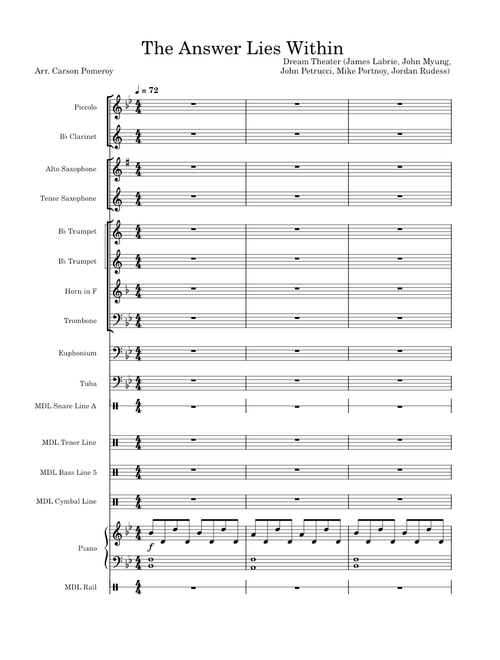 The Answer Lies Within - Dream Theater - Arr. Carson Pomeroy - for Marching Band Ballad
