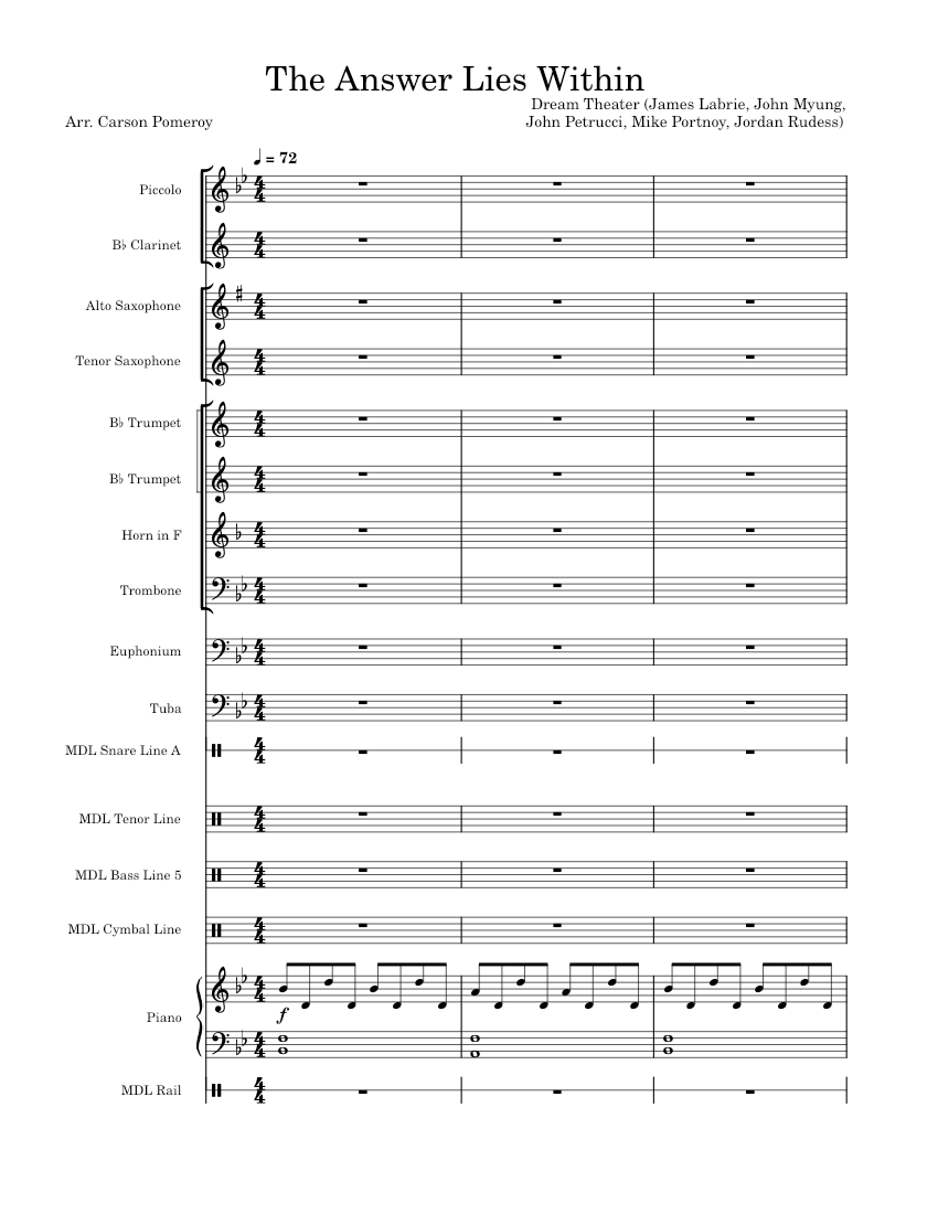 The Answer Lies Within Dream Theater Arr. Carson Pomeroy for