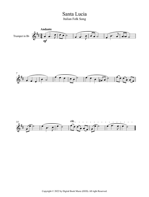 Santa Lucia - Italian Folk Song (Trumpet) (Arr. Digital Book Music) (Trumpet Solo)