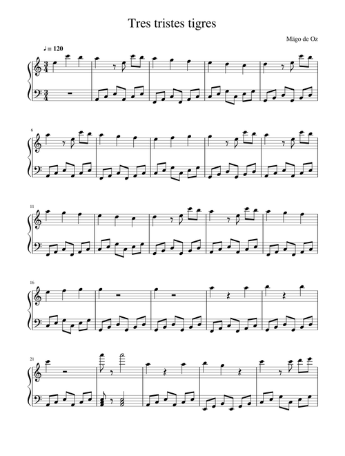 Tres tristes tigres (piano) - Mago de Oz