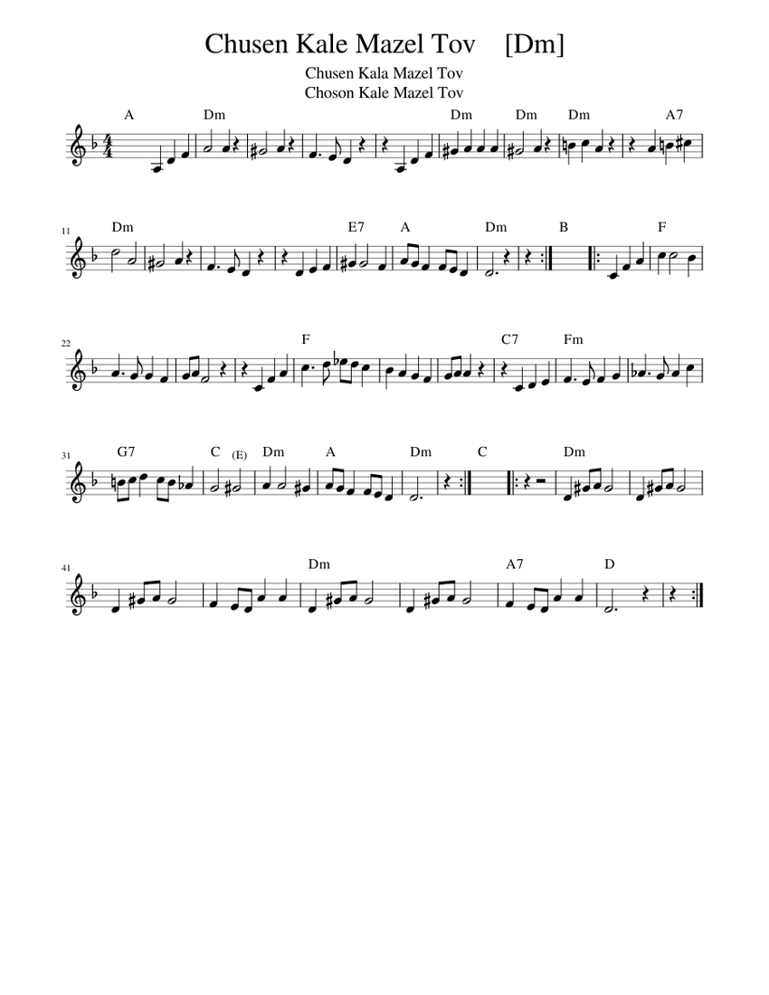 Chusen Kale Mazel Tov Sheet music for Piano (Solo)