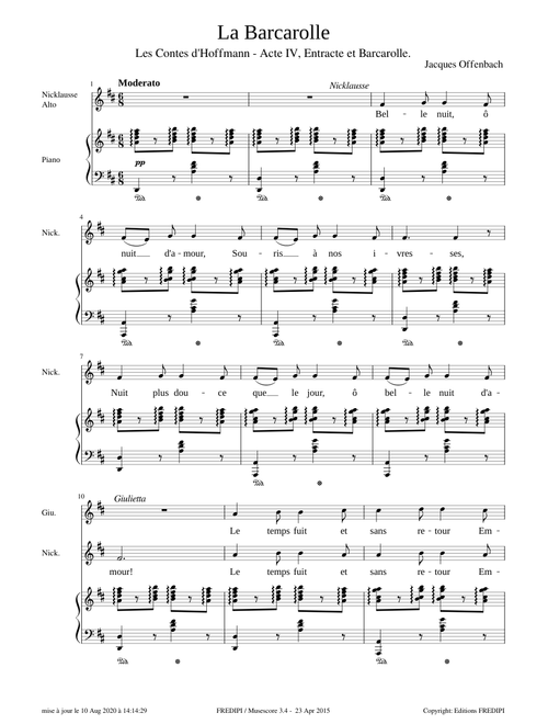 Les contes d'Hoffmann - Acte IV, La Barcarolle by Jacques Offenbach