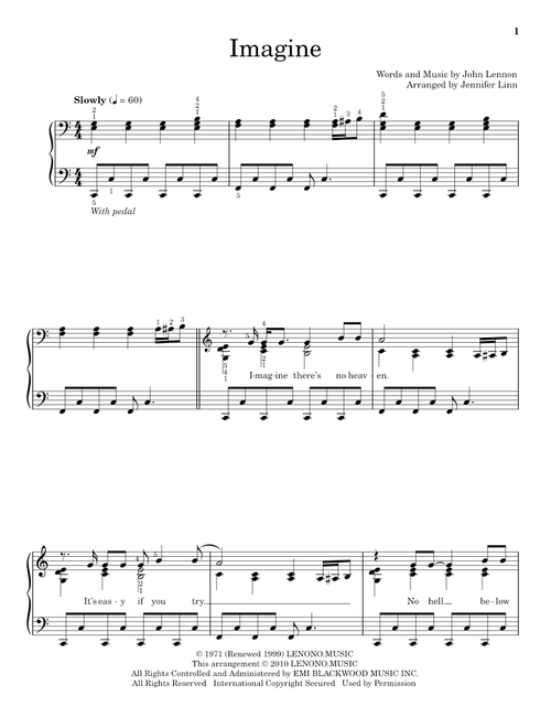 Imagine (Arr. Jennifer Linn) - John Lennon, Hal Leonard Student Piano Library, Glee (TV Series) (Educational Piano)