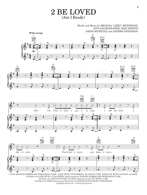 2 Be Loved (Am I Ready) - Lizzo (Piano-Vocal-Guitar)