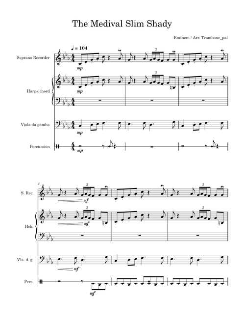 The real slim shady – Eminem Medieval Slim Shady - An arrangement of Eminem's Real Slim Shady