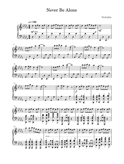 Never Be Alone – TheFatRat | Piano Solo