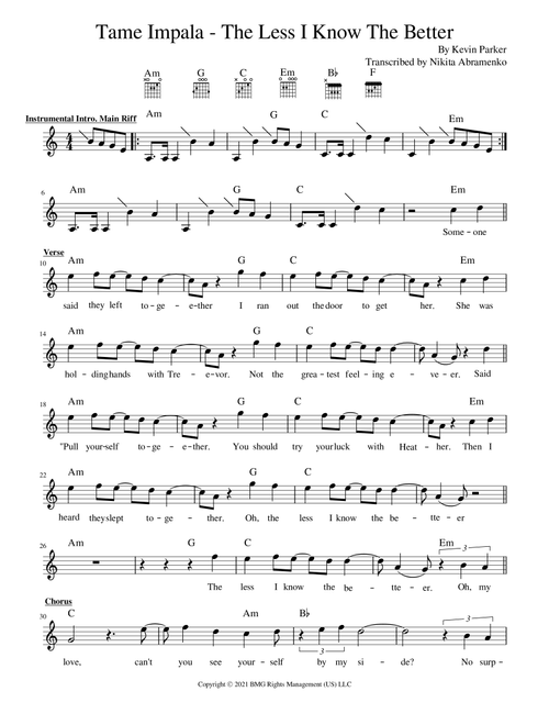 The Less I Know The Better (Arr. Nikita Abramenko) - Tame Impala (Small Ensemble)