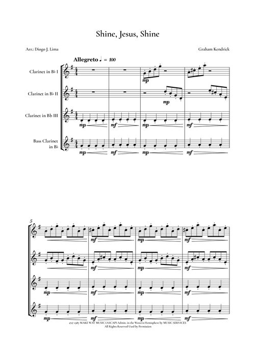 Shine, Jesus, Shine (Arr. Diogo J. Lima) - Crystal Lewis (Woodwind Ensemble)