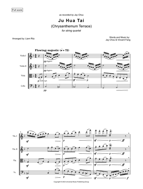 Ju Hua Tai (Arr. Liam Ritz) - Jay Zhou (String Quartet)