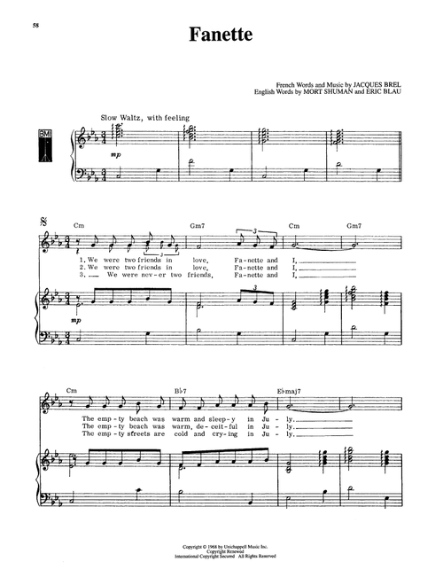 Fanette (from Jacques Brel Is Alive And Well And Living In Paris) - Eric Blau (Piano Vocal)