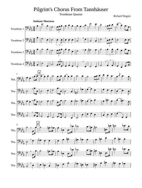 Pilgrim's Chorus From Tannhäuser Trombone Quartet