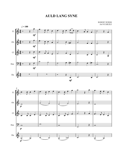 Auld Lang Syne (Arr. SCMusic) - Robert Burns (Woodwind Ensemble)