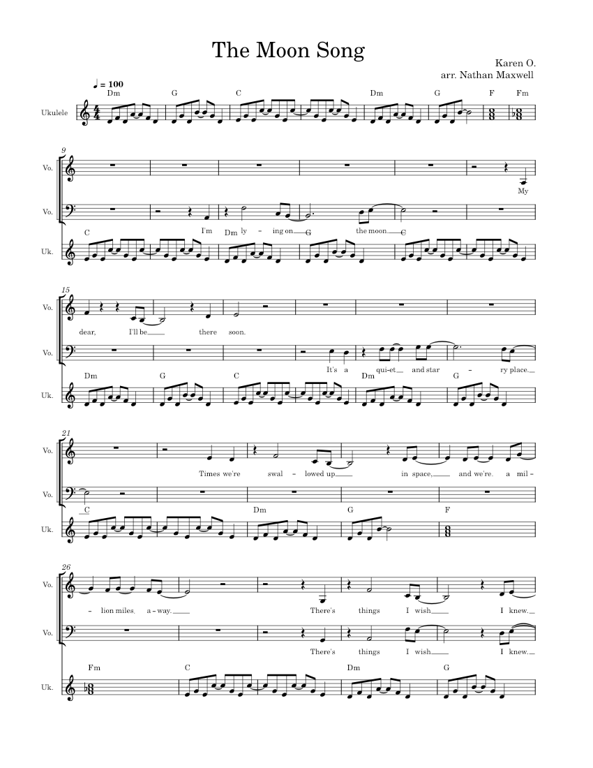 The Moon Song - Karen O. (Sketches I arrangement) Sheet