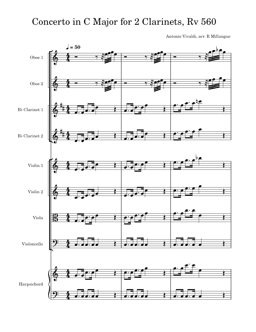 Concerto in C Major for 2 and Oboes, RV 560 Sheet music for