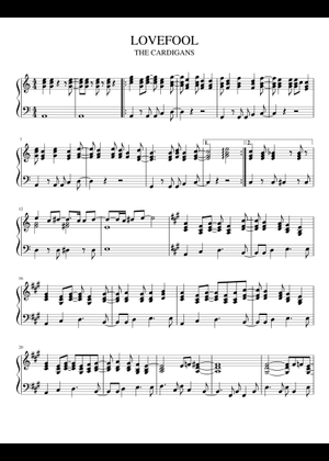Play Official version of Lovefool Sheet Music by The Cardigans for ...