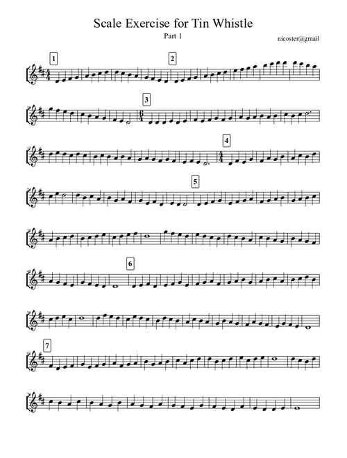 Scale Exercise for Tin Whistle. Part 1