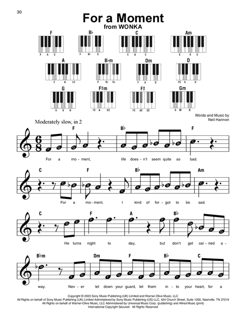 For A Moment (from Wonka) - Neil Hannon (Super Easy Piano)