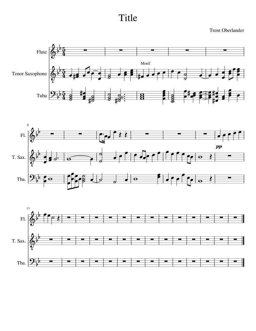 Work in Progress Sheet music for Piano, Tuba, Flute, Saxophone tenor ...