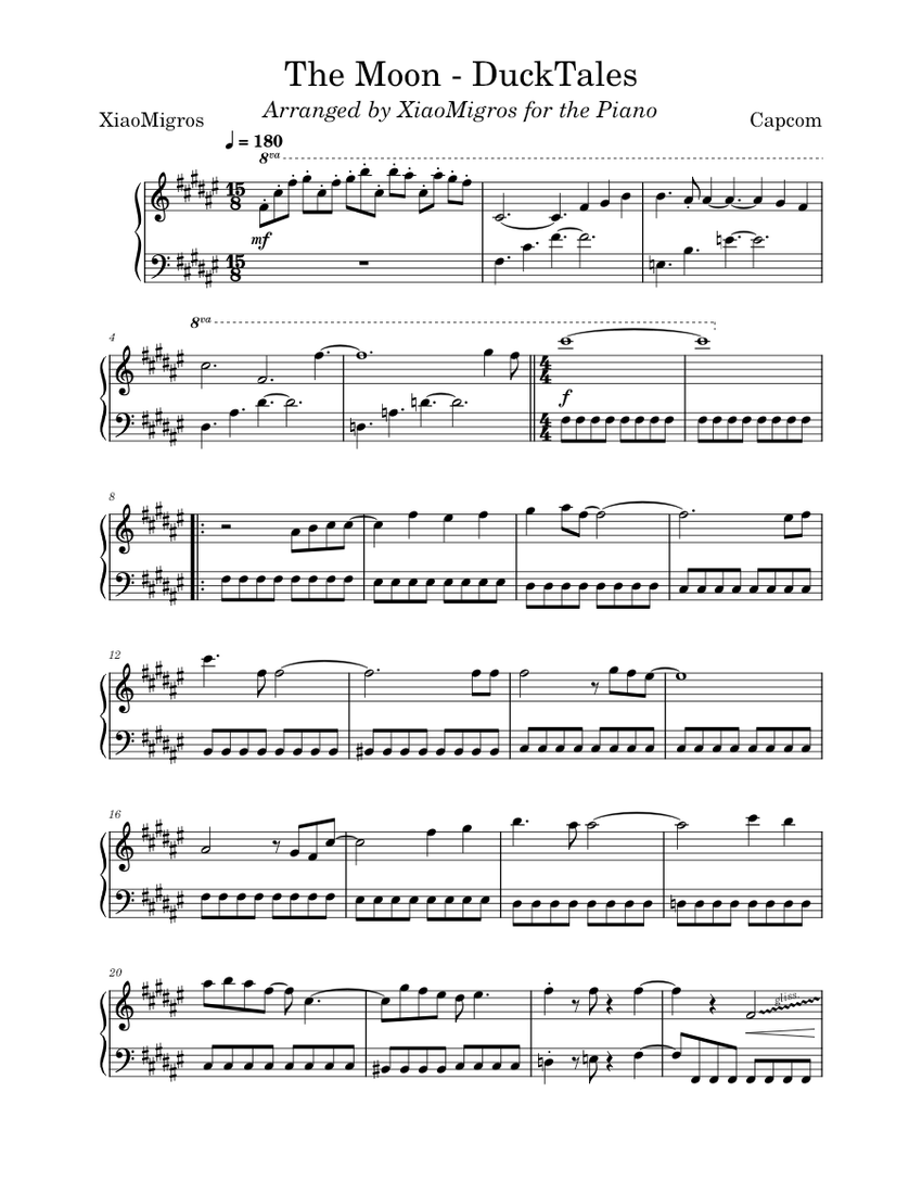 The Moon - DuckTales Sheet Music for Piano (Solo) | MuseScore.com