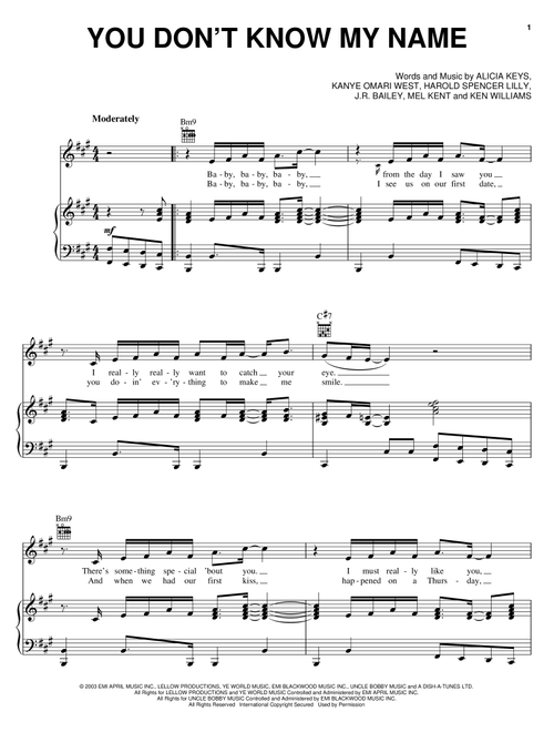 You Don't Know My Name - Alicia Keys (Piano-Vocal-Guitar)