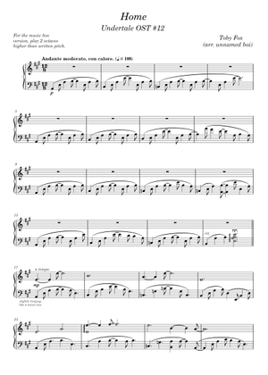 クラシック UNDERTALE Piano Solo Collection Vol.1,2 Undertale OST 12 - Home Sheet Music for Piano (Solo) Easy