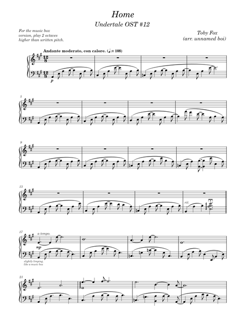 Undertale OST | Toby Fox - Home | Piano solo