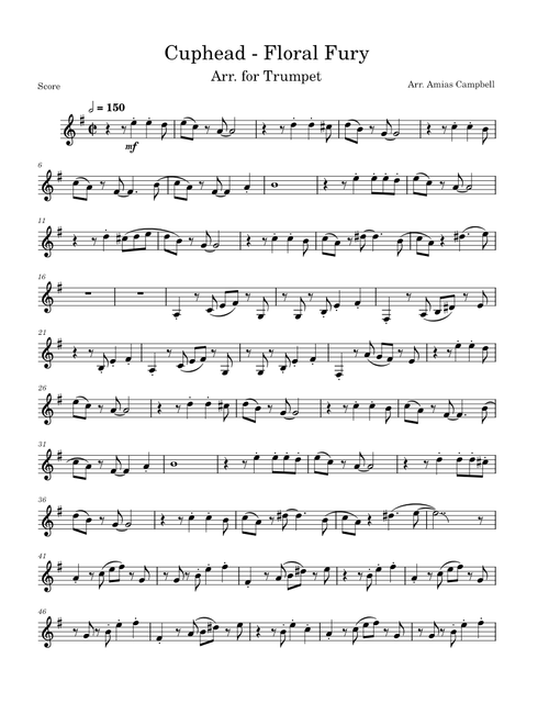Cuphead - Floral Fury, Arr. for Trumpet