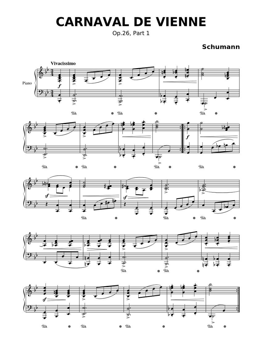 CARNAVAL DE VIENNE – Robert Schumann Sheet Music for Piano (Solo