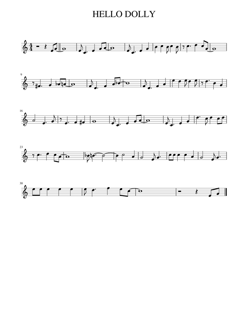 Hello Dolly Musical Script HELLO DOLLY Sheet Music for Piano (Solo) easy | MuseScore.com