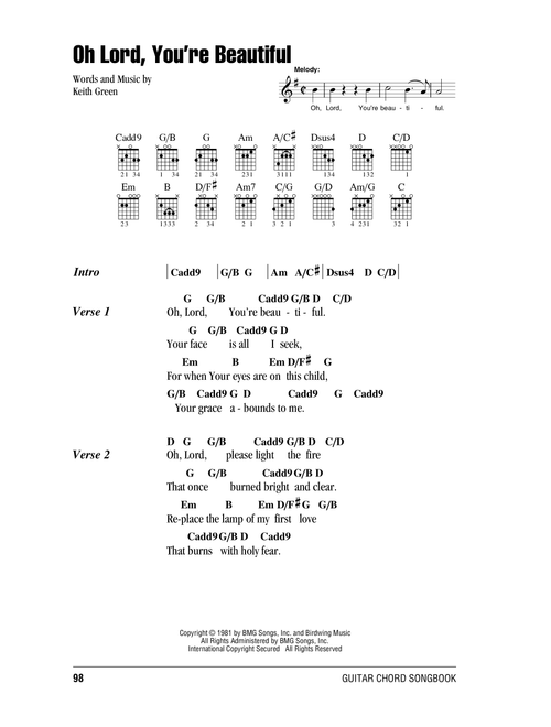 Oh Lord, You're Beautiful - Keith Green, Rebecca St James (Guitar Chords-Lyrics)