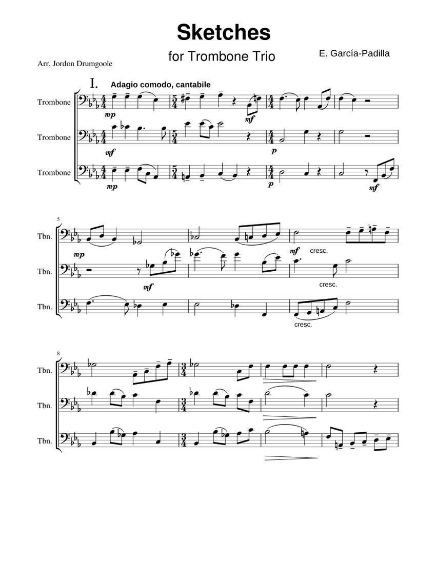 Sketches for Trombone Trio Sheet Music for Trombone (Mixed Trio ...
