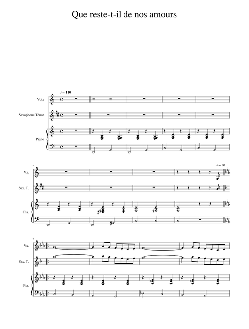 Que reste-t-il de nos amours Sax + piano
