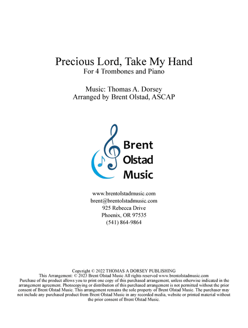 Take My Hand, Precious Lord (Arr. Brent Olstad, ASCAP) - Thomas A Dorsey (Small Ensemble)