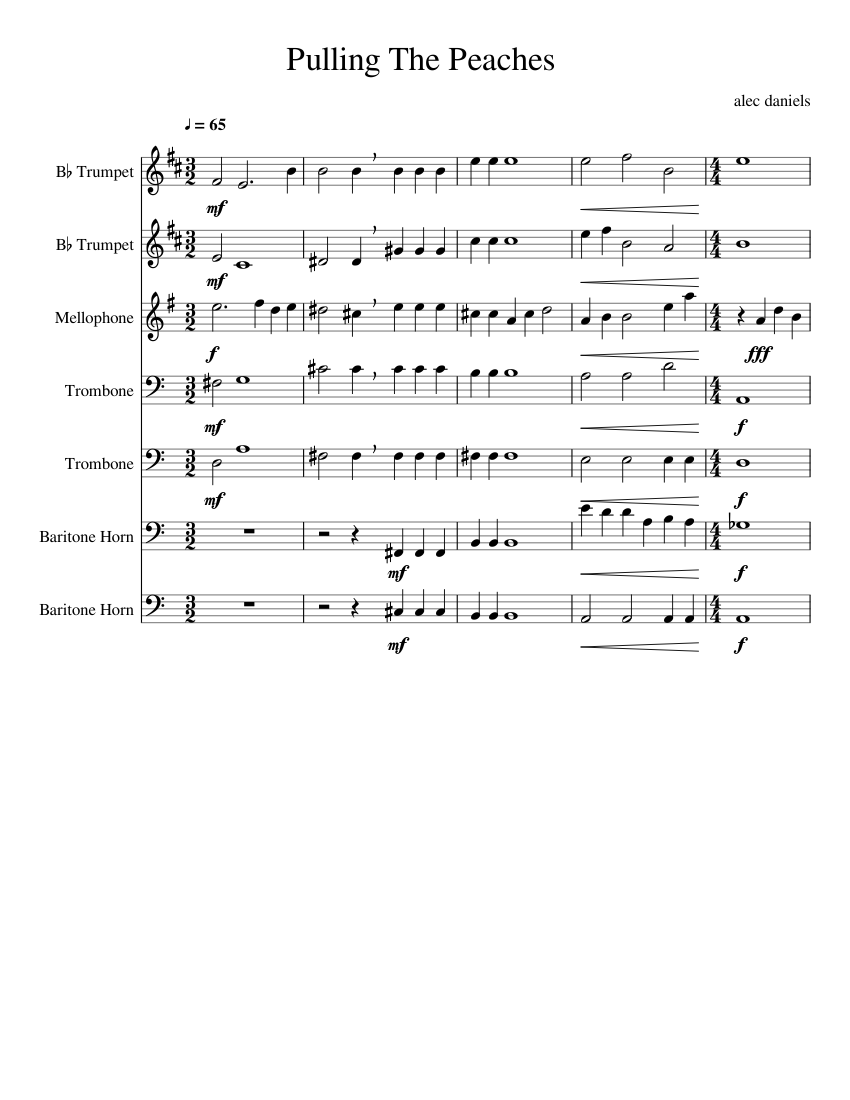 Pulling The Peaches Sheet music for Trombone, Mellophone, Trumpet in b