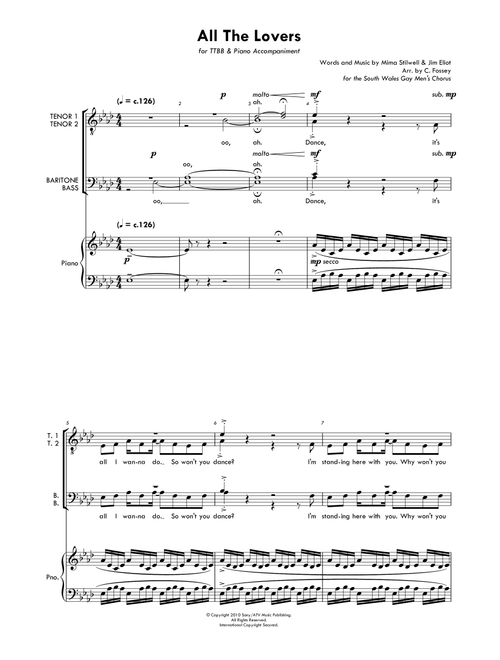 All The Lovers (Arr. Christopher Fossey (for the South Wales Gay Men's Chorus)) - Kylie (Choral, TTBB)
