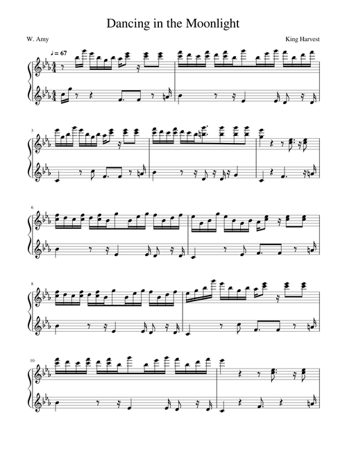 Dancing in the Moonlight by King Harvest (piano)