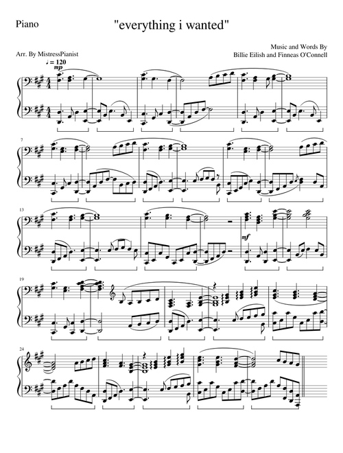 "everything i wanted" - Billie Eilish (Piano Accompaniment)