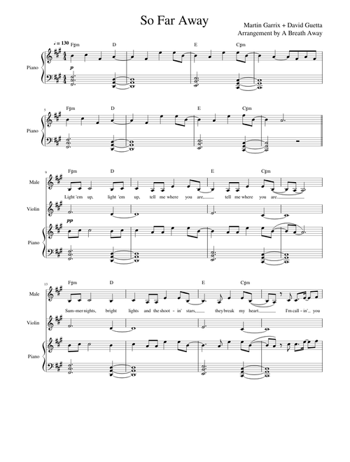 So Far Away - Martin Garrix & David Guetta | Duet/Piano/Violin