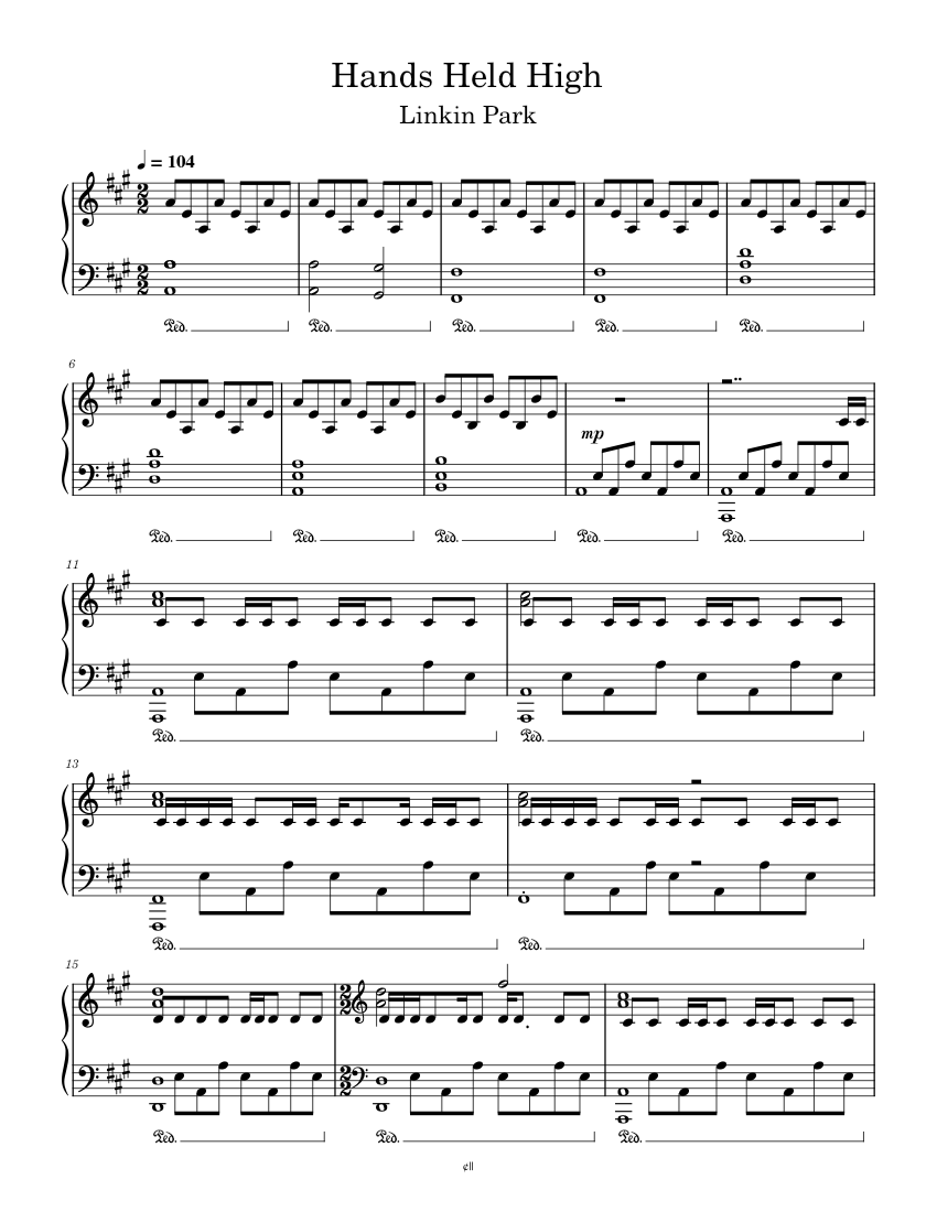 Hands held high Linkin Park Sheet music for Piano (Solo)