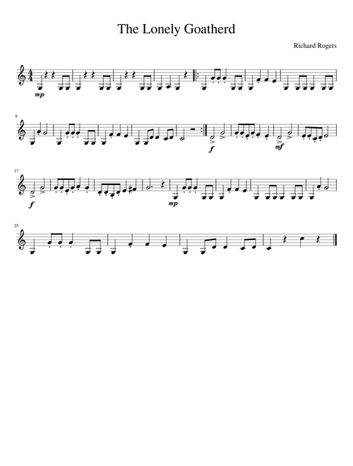 The Lonely Goatherd violin 1