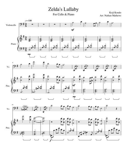 Zelda's Lullaby - Arrangement for Piano & Cello