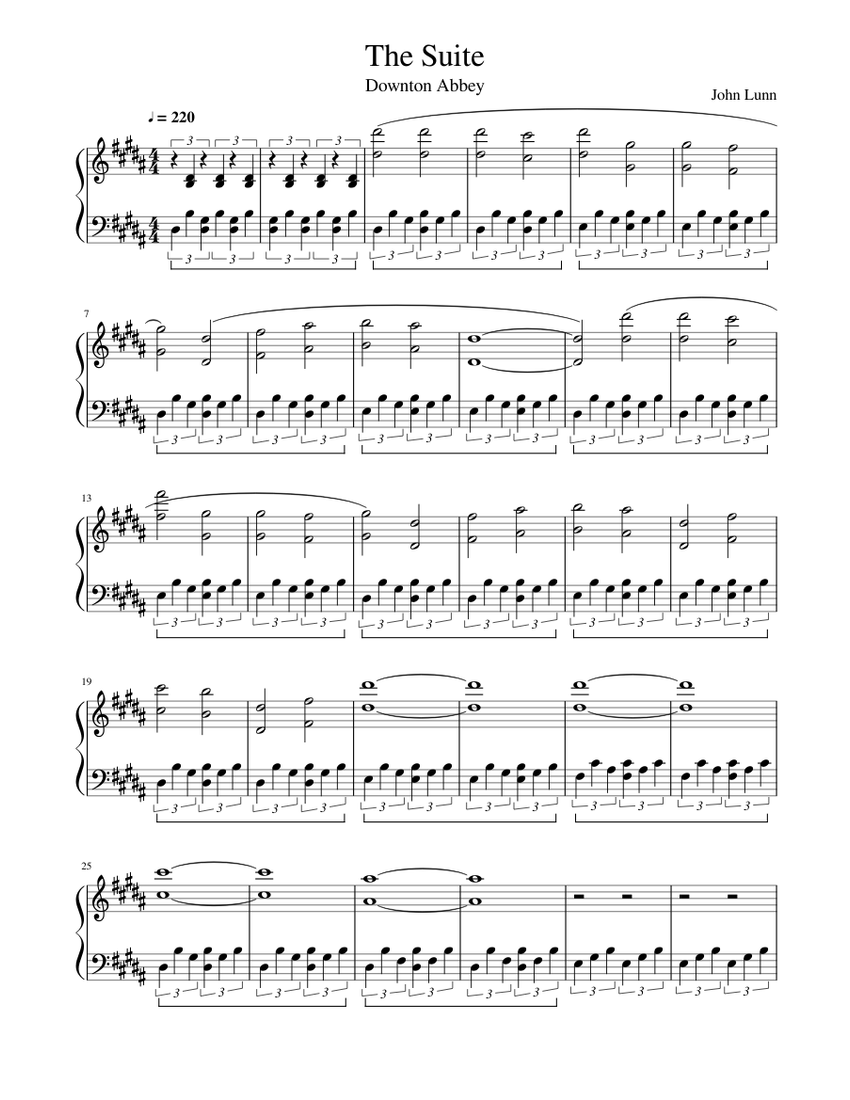 The Suite John Lunn The Suite (Downton Abbey) Sheet music for Piano