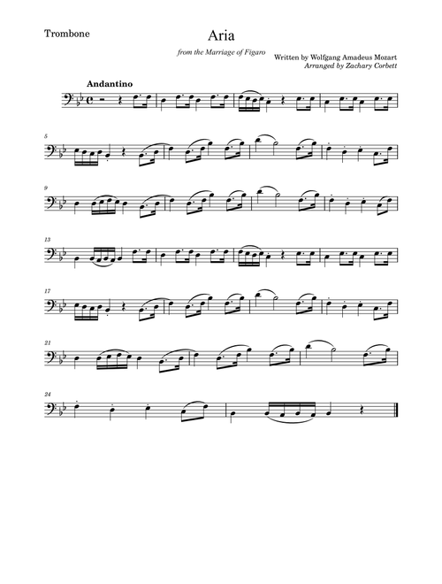 Aria from the Marriage of Figaro (Arr. Zachary Corbett) - Wolfgang Amadeus Mozart (Trombone Solo)