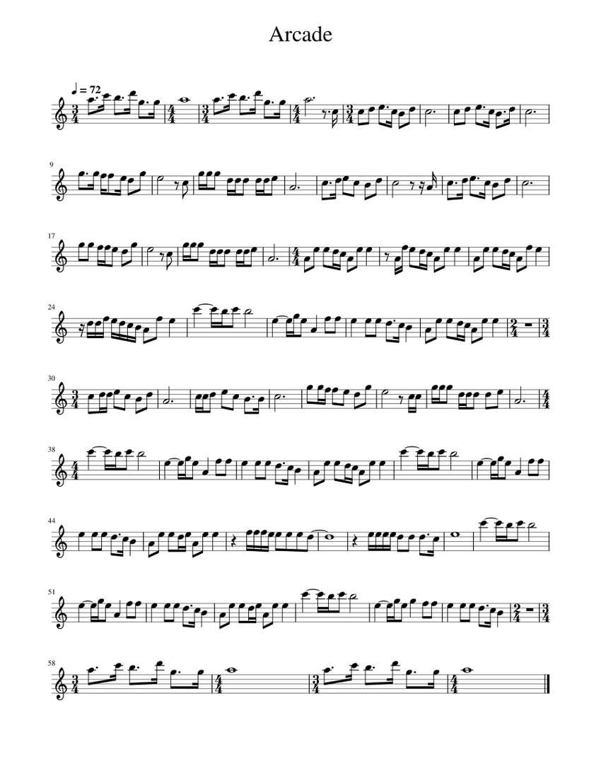Arcade – Duncan Laurence Sheet Music for Piano (Solo) Easy | MuseScore.com