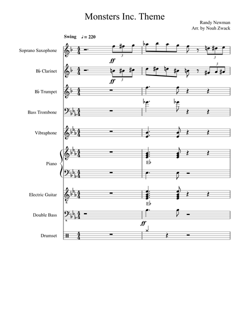 Monsters Inc Jazz Arrangement DRAFT