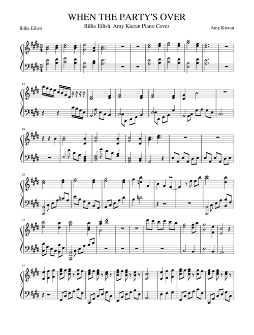 When The Party's Over - Billie Eilish - Advanced Piano FREE