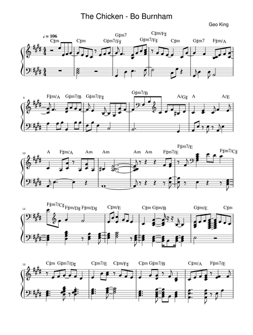 The Chicken (Arr. Gregory King) - Bo Burnham (Piano Solo)