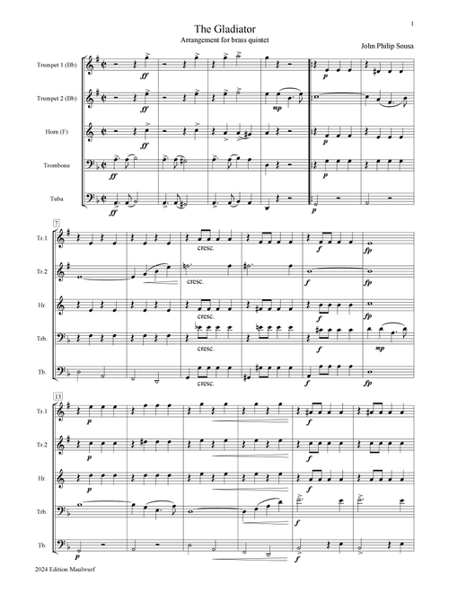 The Gladiator (Arr. Edition Maulwurf) - John Philip Sousa (Brass Ensemble)
