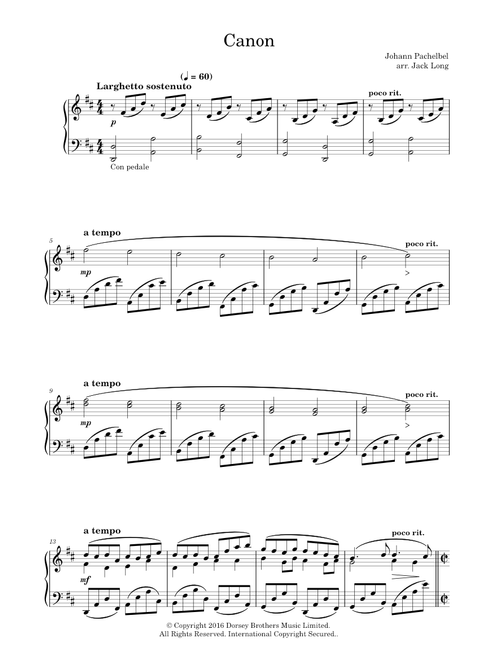 Pachelbel's Canon In D Major - Johann Pachelbel (Piano Solo)