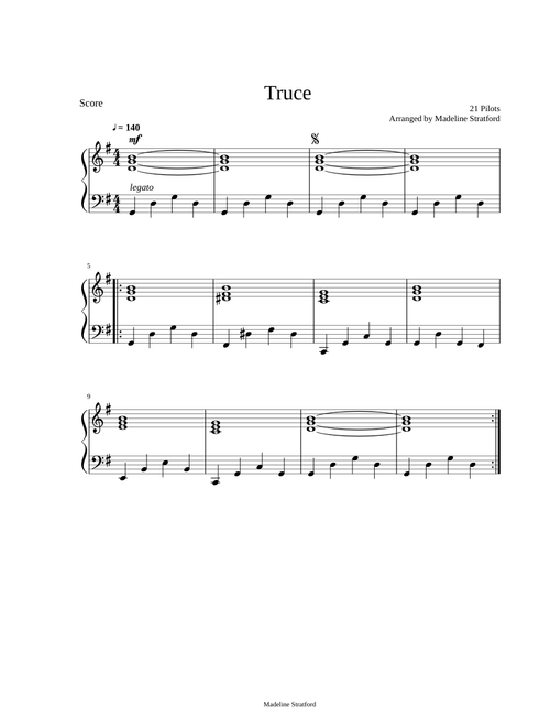 Truce - Twenty One Pilots (Piano Accompaniment)